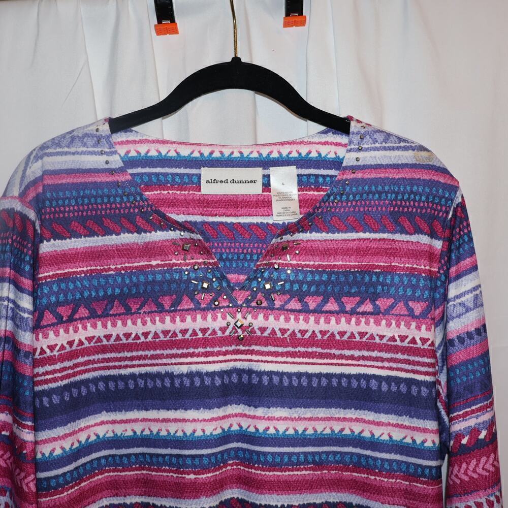 Alfred Dunner Pullover Women Size L Multicolor Blouse - Picture 14 of 14